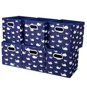 Fabric Cube Storage Bins Whale10.5x 10.5 x 11 in Navy Blue-Whale(Set of 6)