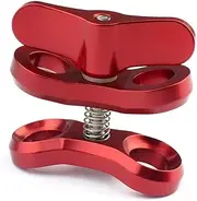 NovelGoal Aluminum Ball Clamp Mount for Underwater Diving Light Arms Tray System, Diving Camera Accessory Compatible with GoPro 10 9 8 7 6 5 (Red)