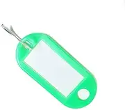 100 Pack Tough Plastic Key Tags with Label Window ID Luggage tag with Split Ring Key Ring Keychain Green