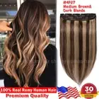 One Piece Clip In 100% Real Human Hair Extensions 3/4 Full Head THICK Long Blond