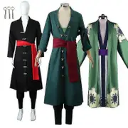 Anime One Piece Roronoa Zoro Cosplay Costumes Kimono Halloween Costumes For Men Role Play Clothing Party Uniform Suit Wig Coat clothing 3 wig S