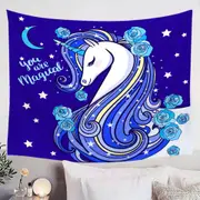 Blue Magical Unicorn Tapestry