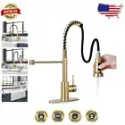 Elegant Pull Down Sprayer Kitchen Faucet in Brushed Gold - 360° Swivel Design