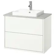 HAVBÄCK / ORRSJÖN wash-stnd w drawers/wash-basin/tap, white/grey stone effect, 82x49x71 cm