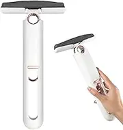 Shker Portable Self-Squeeze Short Mop, Mini Lazy Hand Wash-Free Strong Absorbent Wet & Dry Use, Floor Cleaning System for Bathroom Kitchens Desktop Glass (1 Cotton Head + 1 Squeeze Handle), White
