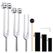 Tuning Fork Set 128Hz 256Hz 512Hz of 3 Weighted & Unweighted Aluminum Chakra ...