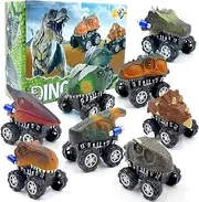 8 Pack Dinosaur Pull Back Cars Toys for 3 4 5 Year Old Boys, Mini Cars and Dinosaur Toys for Kids 3-5 Toy Trucks for Boys Toddlers Age 4-7 Dino Game Boys Girls Birthday Christmas Party Gift