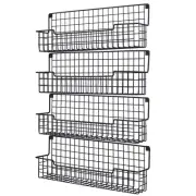 Spice Rack Wall Mount, Spice Organizer for Cabinet & Pantry Door, Set of 4 Ha...