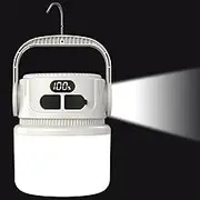 Solar Camping Lights, 1200mAh Rechargeable Camping Light, USB Rechargeable Lamp, Waterproof LCD Display Flashlight for Surviving Power Outages