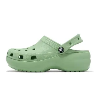 【Crocs】洞洞鞋 Classic Platform Clog W 女鞋 純綠色 經典雲朵克駱格 增高 卡駱馳(206750374)