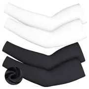 4 Pieces Thermal Arm Warmer Compression Arm Sleeve for Medium Black and White