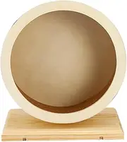 Happyyami 1PC Wooden Mute Hamster Running Wheel Fun Exercise Wheel for Chinchilla Guinea Pig and Hamster Design for Active Play and Healthy Wood Color