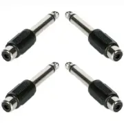4x 6.35mm 1/4" Mono Male Plug to RCA Female Jack Audio Adapter Cable Converter