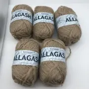 Lot Of 5 Skeins Reynolds Allagash Wool Yarn 654 tan Twisted