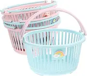Elevate Your Home Organization 4pcs Small Baskets Cartoon Handbasket Boys and Girls' Portable Sturdy Handles Pp Plastic