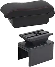 Arm Storage Box for F&ord for Fiesta MK8 Car Armrest Box Armrest Storage Box Car Armrest Storage Box Interior(B2 Red Line 3usb)
