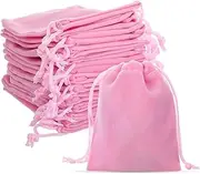 Psyqtsuary 20Pcs Small Velvet Jewelry Pouches, Velvet Bags with Drawstring, Small Velvets Gift Bags with Drawstring, Pink Velvets Gift Bag for Wedding Favors Candy Bag Party Favors (2.75''x3.66'')