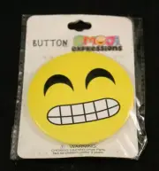 3" Emoji Expressions - Buttons/Pins - Grimacing Face w/ Smiling Eyes