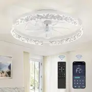 LEDIARY 20 Inch Low Profile Ceiling Fans with Lights and Remote, Fandelier Ceili