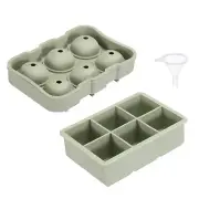 Ice Cube Tray(Set of 2), Green Sphere Ice Ball Maker & Square Ice Cube Maker