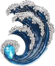 [BBirTtyQV] Creative Alloy Dripping Oil Set With Diamonds, Blue Waves, Corsage Brooch And Silk Scarf Buckle