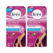 Veet Leg & Body Hair Removal Kit- Sensitive Formula Ready-to-use Cold Wax Strips