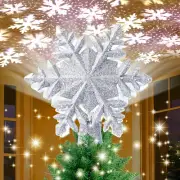 Snowflake Christmas Tree Toppers Lighted, with LED Rotating Snowflake Projector