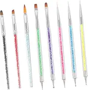 Vaguelly 8pcs Nail Brushes for Nail Art: Dotting Tools - Double-ended Manicure Pens for Line Painting and Small Details - Manicure Tools for Home and Salon