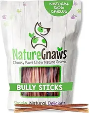 Nature Gnaws Super Skinny Bully Sticks 5-6" (40 Count) - 100% Natural Chews for Toy Breeds & Senior Dogs