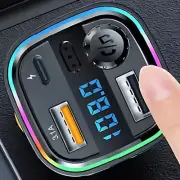 Car Wireless Bluetooth FM Transmitter Adapter USB Type-C Fast Charger Hands-Free