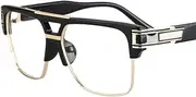 [WNCKSQ] square Optical frames men Metal gold logo UV400 plain Lens eyeglasses big frame glasses frames
