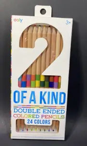 Ooly Two of a Kind Double Ended Colored Pencils - Set of 12 - 24 Colors - Clear