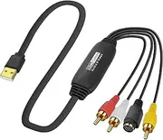 XMSJSIY USB 2.0 Audio Video Capture Card S Video RCA to USB Digital Grabber Recorder CVBS VHS VCR to Digital Converter for DVD Player,Laptop,PC,Tape Recording -1.2M/3.9FT (S-Video+3 RCA Male to USB)