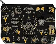 ACOTAR Inspired Gift Thorns and Roses Velaris The City of Starlight Makeup Bag Book Inspired Cosmetic Bag for Novel Lover (Velaris Black Makeup Bag)