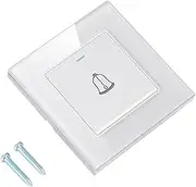 Surface-Mounted Bell Push Button Made of Reinforced Glass, 8.6 x 8.6 cm Push Button Doorbell Switch with Screws, 220~250 V 16 A Waterproof Bell Push Doorbell Switch for Families and Hotel
