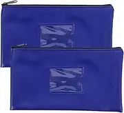 CAXUSD Pcs Fake Leather Receipt Storage Bag Window Zipper Pouch for Checks and Coin Wallet Card Slot Secure Cash Deposit Bag