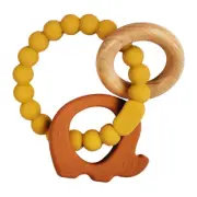 Urban Mustard/Rust & Natural 14cm Silicone Elephant Teether Ring Baby/Infant Toy