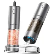 Upgraded Larger Capacity Electric Salt and Pepper Grinder Set, 110ml Silver