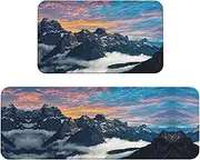 Alpine Scenery Vivid Sky Above Christmas 2 Piece Floor Mat Non Slip Restaurant Mat For Floor Mat Home Mat Anti Slip Entry Mat