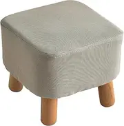 IBUYKE Small Footstool Solid Wood Ottoman Stool Sofa Tea Stool Change Shoes Bench Footrest Stepstool Padded Seat Wooden Legs Living Room Bedroom GL-BD020