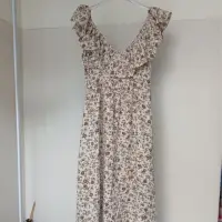 在飛比找momo購物網優惠-【J.Malo】荷葉領印花長版休閒洋裝(洋裝 荷葉領 印花圖