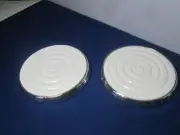 2 NEW Interdesign USA York Trivet White Ceramic Chrome 6 3/4"