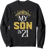 [X.Style] My Son is 21 Years Old 2002 21st Birthday Sweatshirt ds1566 Sweater (M) Black