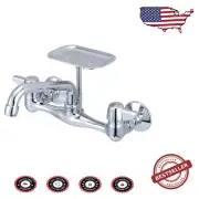 PVD Polished Chrome 2-Handle Kitchen Faucet with Swivel Spout - Wall Mount