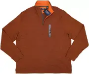 CHAPS Quarter Zip Rice Knit Pullover Jacket- XL- NEW- $55 Orange & Black Sweater