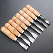 8Pcs Carpentry Hand Tools Wood Carving Woodworking Chisel Knife Chip Detail
