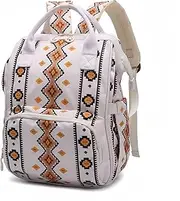 Ssumght Aztec Diaper Bag Backpack,Baby Essentials Travel Tote Bag, Multifunction Large Capacity Mommy Bag,Travel Essentials with Stroller Straps & Insulated Pockets (Off-white)