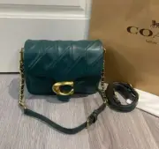 COACH CW629 Times Square Tabby shoulder bag quilted crossbody green leather