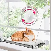 Cat Window Perch Hammock Seat With Free Fleece Blanket - 2023 Latest Screw Suction Cups, Extra Large Sturdy Bed, Resting Seat for Two Large Cats, White, Indoors (One Extra Suction Cup)
