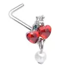 Nose Ring Stud Heart Cherry Pearl ring top L bend